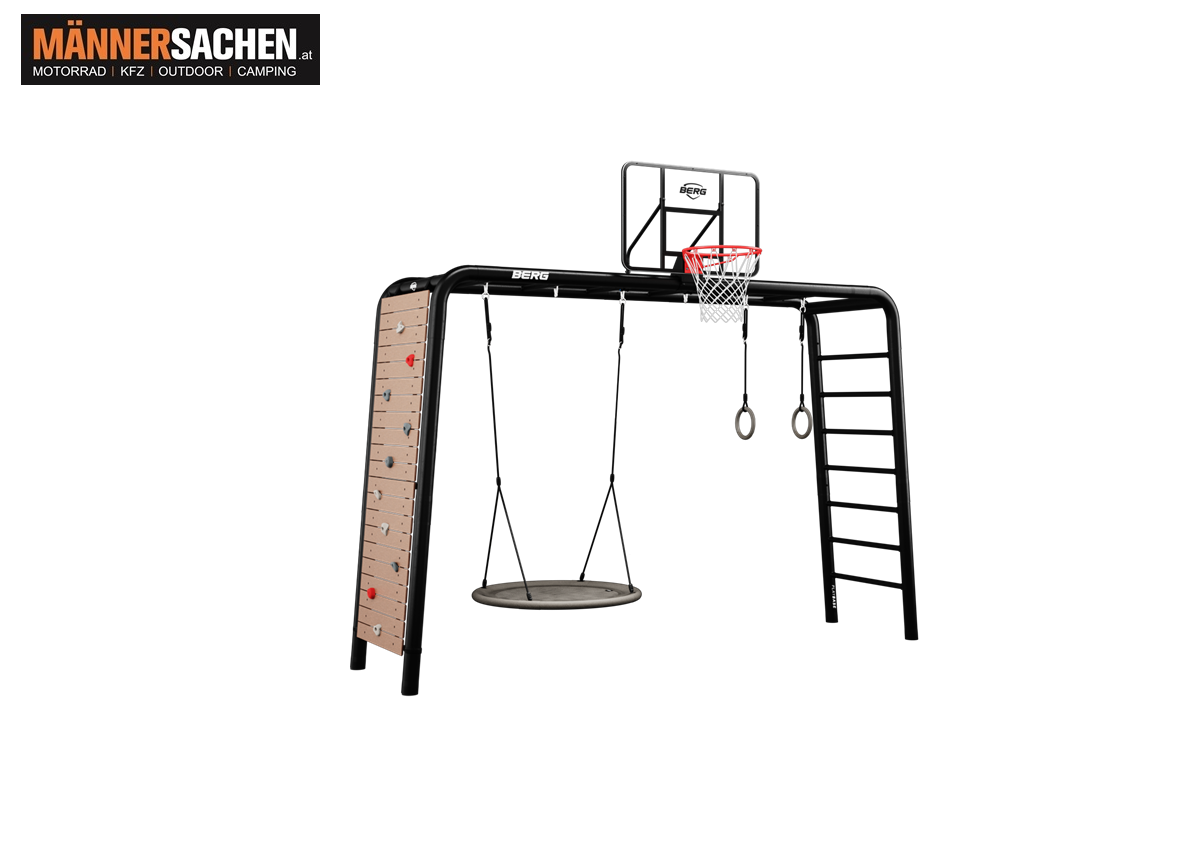 BERG PlayBase Large + Ultimate set (Kletterwand, Nestschaukel, Turnringe, Basketballkorb)