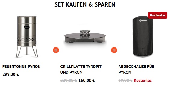 PETROMAX Feuertonne Pyron + Grillplatte + Abdeckhaube AKTION
