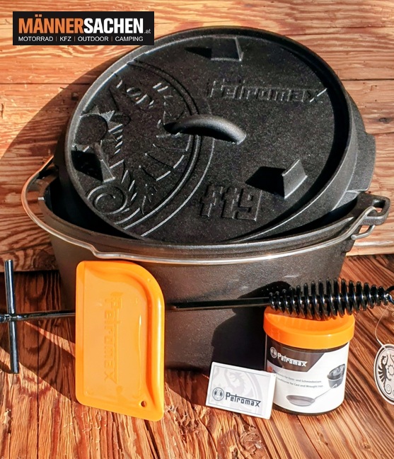 PETROMAX FEUERTOPF DUTCH OVEN Starterset mit Deckelheber, Pflegepaste, Schaber, Zündhölzer und GRATISLIEFERUNG