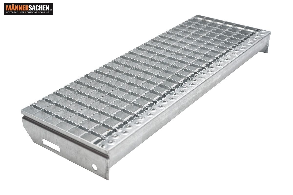 Gitterrost-Stufen 30 x 30 mm, feuerverzinkt, rutschhemmend - Breite: 700 mm, Tiefe: 24