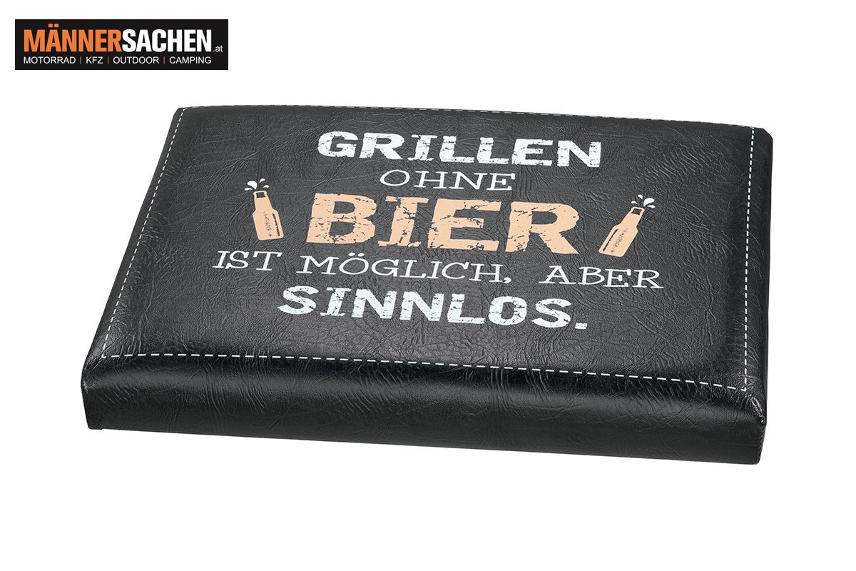 Sitzkissen für Bierkisten Getränkekisten "Grillen ohne Bier ist möglich aber sinnlos" 44 x 34cm Sitz