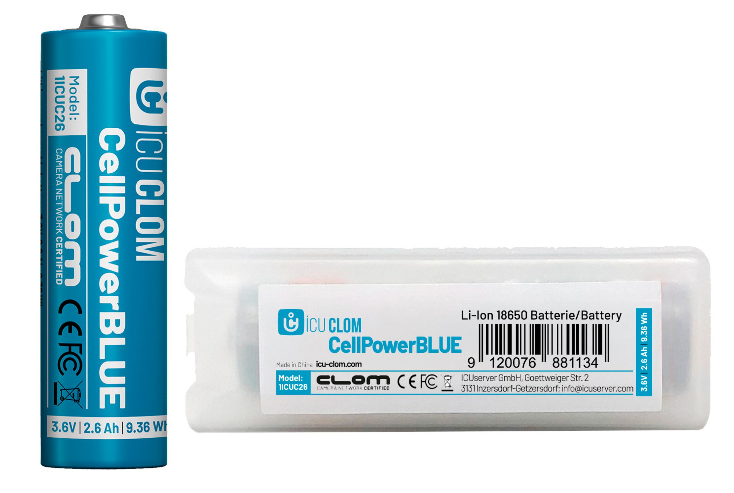 ICU CellPower BLUE 18650 mit eingebauter Schutzschaltung. Ideal für Überwachungskameras und Wärmebildgeräte ! 