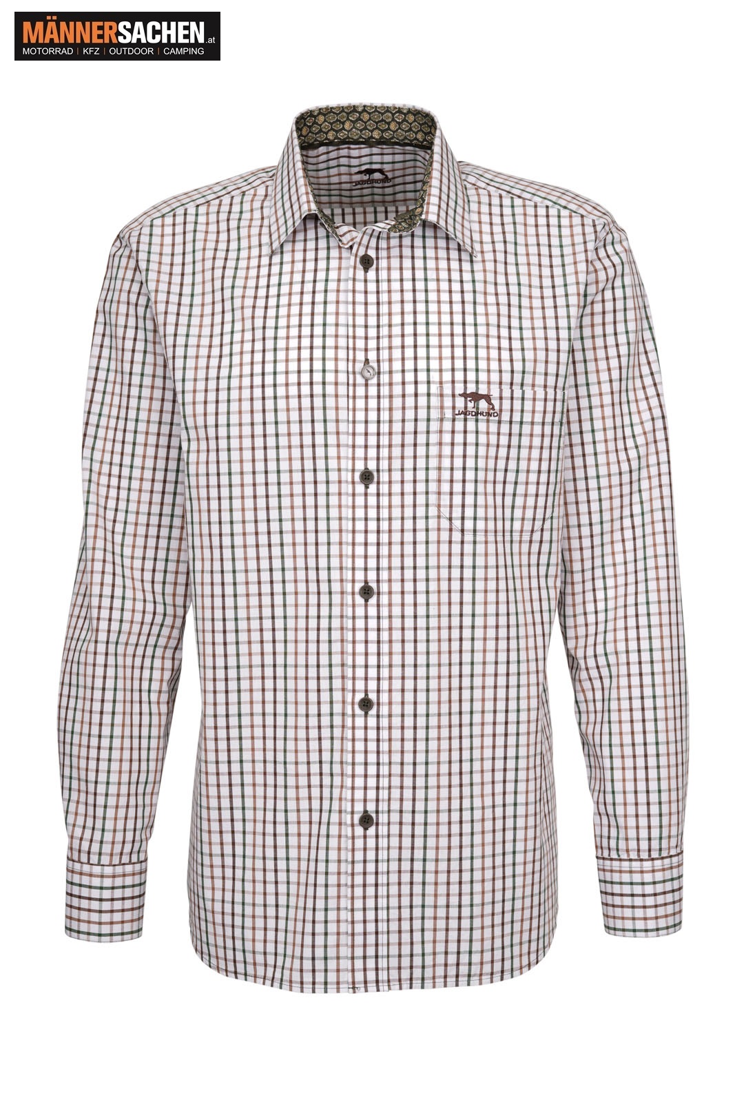 JAGDHUND Hemd 1/1 Arm "Xaver" mit Brusttasche in braun / beige